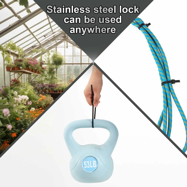 Alt view image 6 of 7 - 15 Inch 200 Pcs Black Zip Tie Cable Tie with Metal Tooth Self Locking