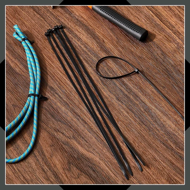 Alt view image 7 of 7 - 15 Inch 200 Pcs Black Zip Tie Cable Tie with Metal Tooth Self Locking
