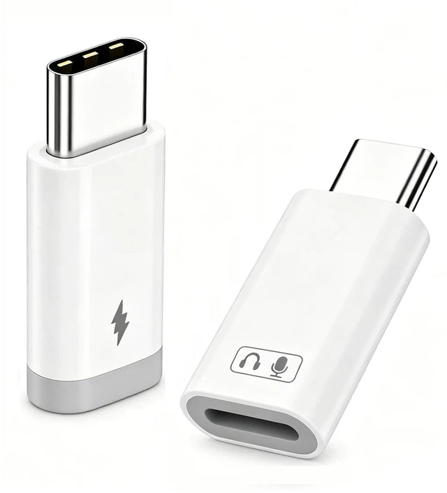Main image of USB C to Lightning Adapter for Headphone Audio & Fast Charging (New Set) 2 PACK Lightning Female to USB C Male Adapter, 1 x Audio Adapter for iPhone, 1 x Fast Charge Adapter Support Data Transfer