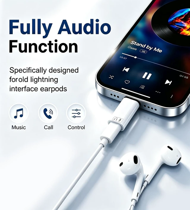 Alt view image 3 of 7 - USB C to Lightning Adapter for Headphone Audio & Fast Charging (New Set) 2 PACK Lightning Female to USB C Male Adapter, 1 x Audio Adapter for iPhone, 1 x Fast Charge Adapter Support Data Transfer