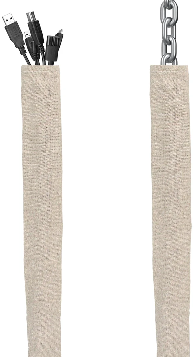 Main image of Fabric Cord Cover, 2 Pcs 6 Feet Chain Cable Sleeve, Chandelier Lighting Wire Cord Cover for Lamps Light Fixtures Lighting Wires Cable Management, Flattening Effect