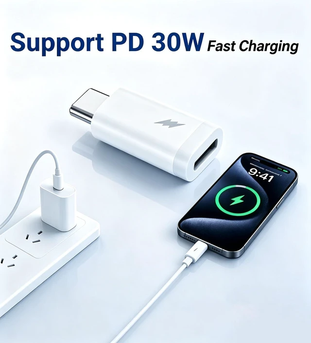 Alt view image 5 of 7 - USB C to Lightning Adapter for Headphone Audio & Fast Charging (New Set) 2 PACK Lightning Female to USB C Male Adapter, 1 x Audio Adapter for iPhone, 1 x Fast Charge Adapter Support Data Transfer
