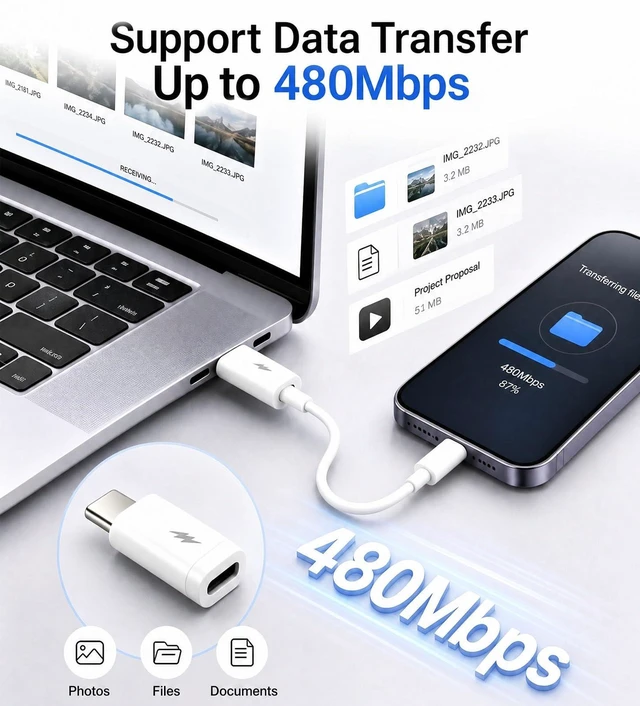 Alt view image 6 of 7 - USB C to Lightning Adapter for Headphone Audio & Fast Charging (New Set) 2 PACK Lightning Female to USB C Male Adapter, 1 x Audio Adapter for iPhone, 1 x Fast Charge Adapter Support Data Transfer