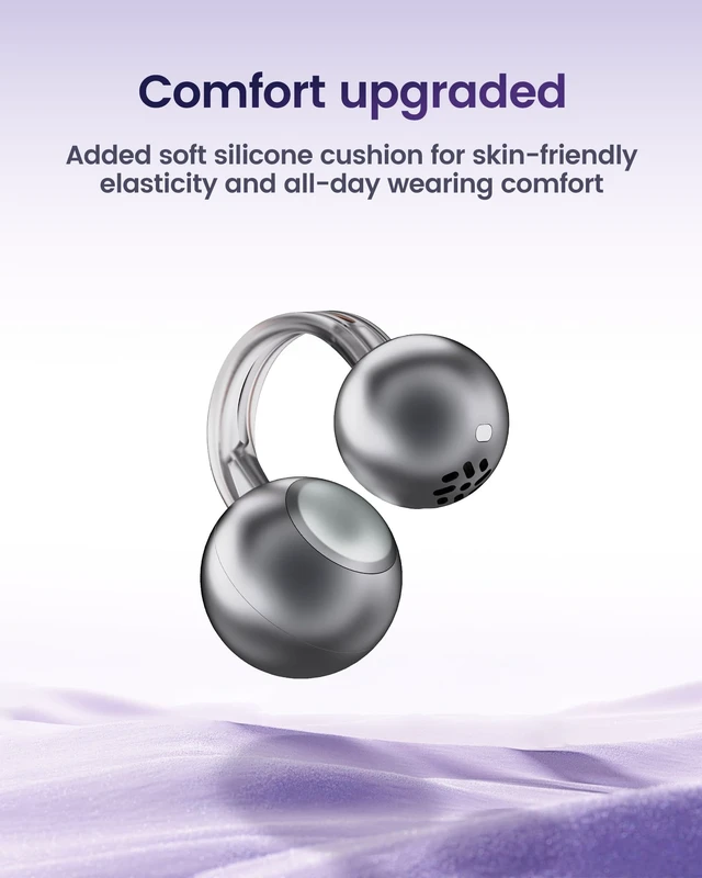 Alt view image 2 of 7 - StarClip Open Ear Bluetooth Clip-On Headphones IP54 Sports Earbuds Soft silicone grips, 4D panoramic sound, IP54 sweat resistant, lightweight secure fit for running, gym and daily workouts