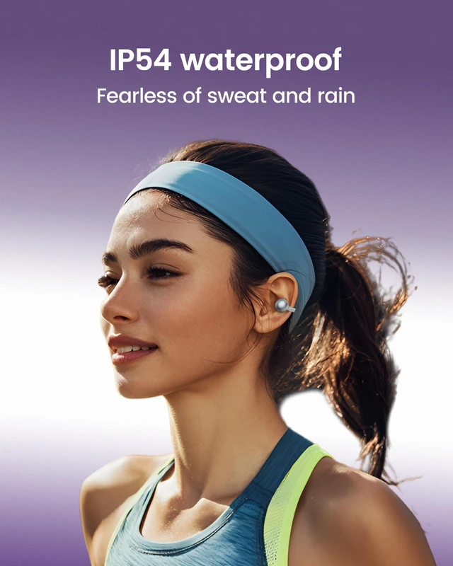Alt view image 5 of 6 - StarClip Open Ear Bluetooth Clip-On Headphones IP54 Sports Earbuds Soft silicone grips, 4D panoramic sound, IP54 sweat resistant, lightweight secure fit for running, gym and daily workouts