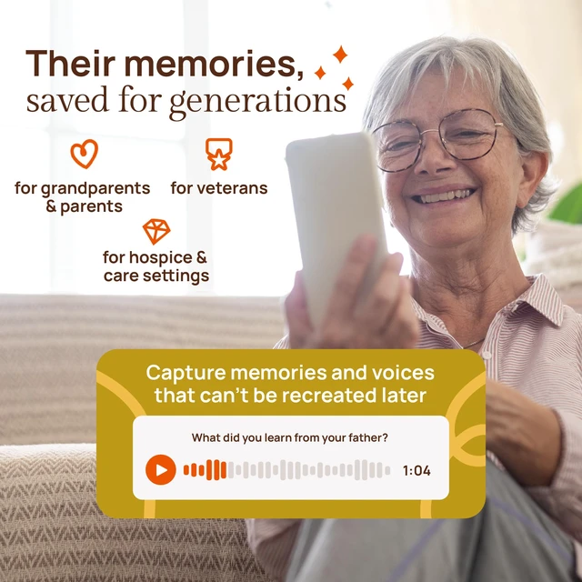 Alt view image 2 of 6 - Life Story Journal: Voice Memoir Gift for Grandparents, Mom & Dad No apps or WiFi needed. Works on any phone, even landlines. 3 calls/week. Stories become an audiobook + eBook