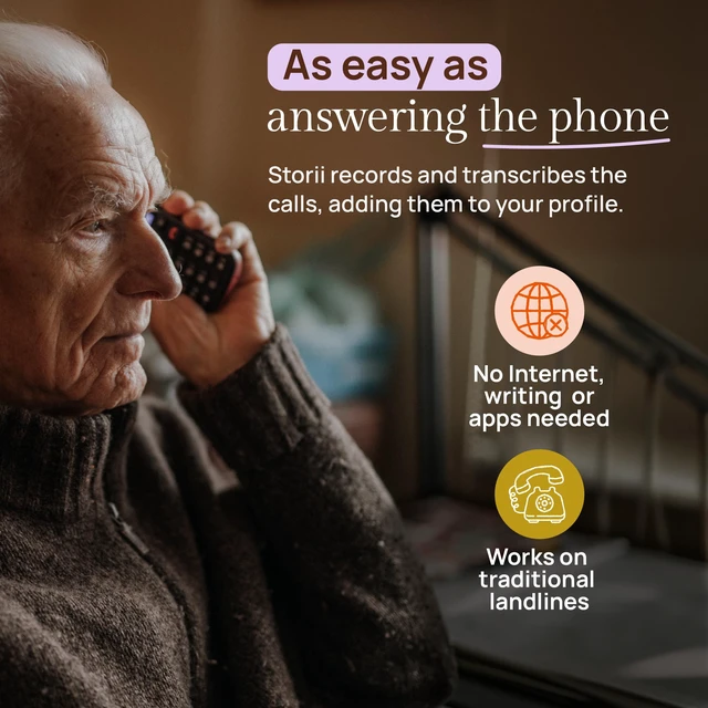 Alt view image 3 of 6 - Life Story Journal: Voice Memoir Gift for Grandparents, Mom & Dad No apps or WiFi needed. Works on any phone, even landlines. 3 calls/week. Stories become an audiobook + eBook