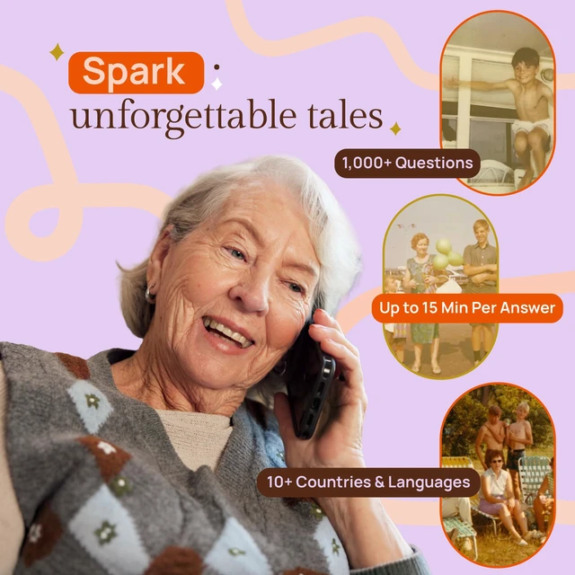 Alt view image 6 of 6 - Life Story Journal: Voice Memoir Gift for Grandparents, Mom & Dad No apps or WiFi needed. Works on any phone, even landlines. 3 calls/week. Stories become an audiobook + eBook