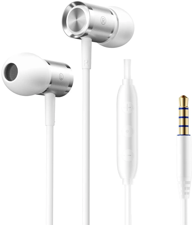 Main image of Deep Bass Stereo Wired Earbuds, Hybrid Driver Wired Headphones with 3.5mm Jack, Microphone Hands-Free Calls in Ear Headphones for iPhone 16/15/Samsung/PC(White)