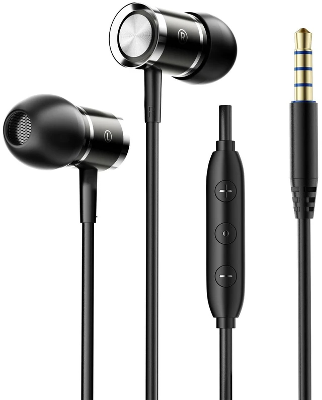 Main image of Deep Bass Stereo Wired Earbuds, Hybrid Driver Wired Headphones with 3.5mm Jack, Microphone Hands-Free Calls in Ear Headphones for iPhone 16/15/Samsung/PC (Black)