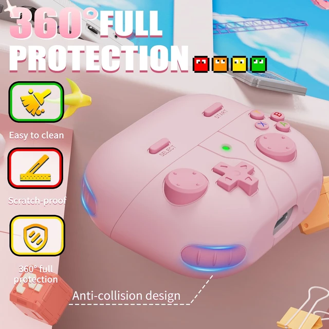 Alt view image 3 of 7 - Game Case for Samsung Galaxy Buds 3 FE(2025)/Buds 3 Pro Case 2024,Pink Soft Silicone Classic Game Player Design with 3D Button Cover for Buds Pro 3 Case with Cleaner Kit for Women Men,Shockproof