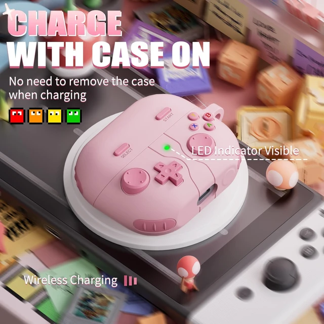 Alt view image 5 of 7 - Game Case for Samsung Galaxy Buds 3 FE(2025)/Buds 3 Pro Case 2024,Pink Soft Silicone Classic Game Player Design with 3D Button Cover for Buds Pro 3 Case with Cleaner Kit for Women Men,Shockproof