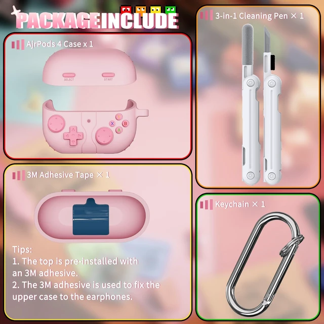 Alt view image 7 of 7 - Game Case for Samsung Galaxy Buds 3 FE(2025)/Buds 3 Pro Case 2024,Pink Soft Silicone Classic Game Player Design with 3D Button Cover for Buds Pro 3 Case with Cleaner Kit for Women Men,Shockproof