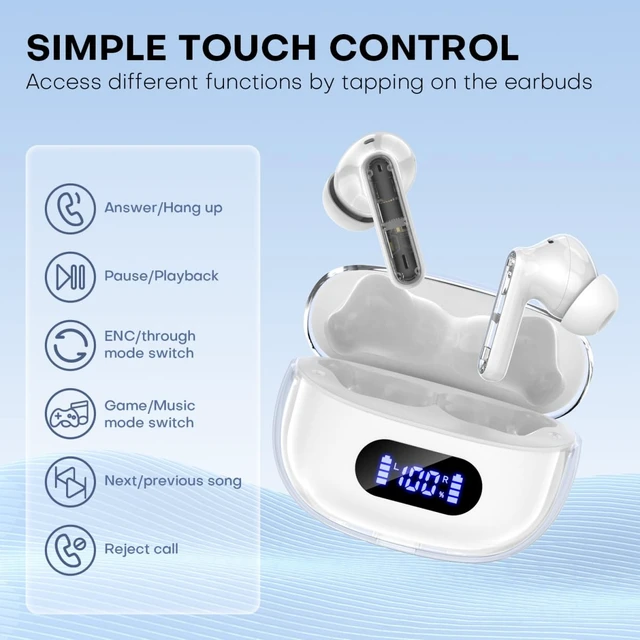 Alt view image 3 of 7 - Wireless Earbuds P1 PRO Bluetooth Headphone with Clear Call Mics Earphones Wireless Bluetooth Ear Buds, Comfortable Fit, IPX7 Waterproof, Long Battery Life, 30H Playtime for Sports Workout