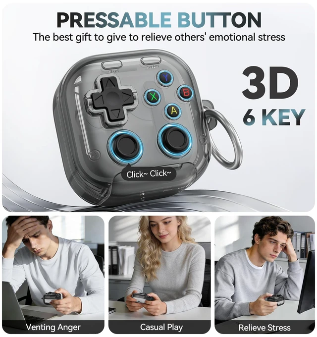 Alt view image 7 of 7 - for Samsung Galaxy Buds 4 Pro/Galaxy Buds 4 Case (Clear Black) with Safety Lock, with Pressable Button, As Phone Stand, Cool Funny Gifts Case, for Women Men, To Relief Stress