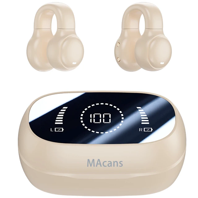 Alt view image 7 of 7 - Clip-On Earbuds,Open-Ear Wireless Bluetooth 6.0 Headphones,LED Power Display Earbuds for Women & Kids Ideal for Small Ears,Sports,Glasses (Yellow)