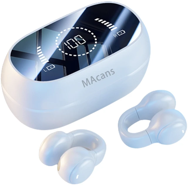 Main image of Clip-On Earbuds,Open-Ear Wireless Bluetooth 6.0 Headphones,LED Power Display Earbuds for Women & Kids Ideal for Small Ears,Sports,Glasses (White)