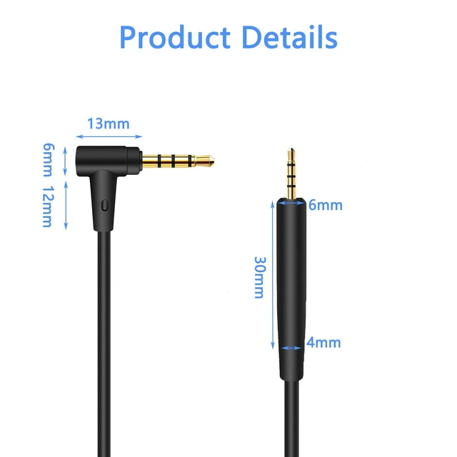 Alt view image 6 of 7 - Headphones Replacement Audio Cable Cord for Bose 700 QuietComfort Ultra QC45 QC35 35II QC25, OE2 & OE2i, JBL E45/55BT E65BTNC, 2.5mm to 3.5mm On-Ear Headphones Wire Inline Mic/Remote Control