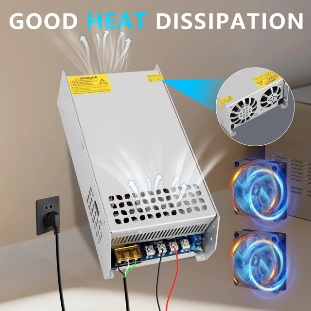 Alt view image 5 of 7 - DC 12V 125A 1500W Power Supply 110V AC to 12V DC Converter 12V 125A 1500W Switch Power Supply Transformer for Motor Pump CCTV Security Camera Car Stereo 3D Printer and More 12V Device