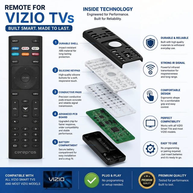 Alt view image 3 of 5 - Replacement TV Remote Control for All VIZIO TVs