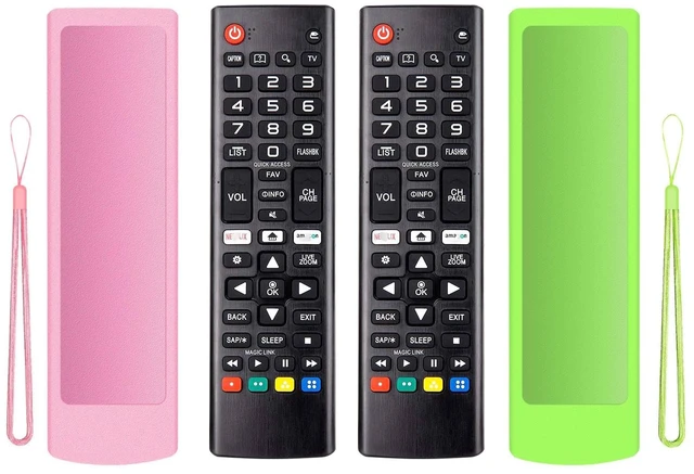Main image of (2+2 Packs) Universal Replacement Remote No Setup Fit LG All TV Remote with Anti-Lost Soft Protective Silicone Cover Case Green & Pink Compatible with LG All Smart LCD LED HDTV UHD OLED 3D 4K TVs