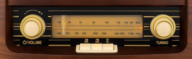 Alt view image 3 of 6 - Classic Vintage Retro Style AM/FM Radio with Bluetooth, Aux-in, & USB - Handmade Wooden Exterior Dark Brown