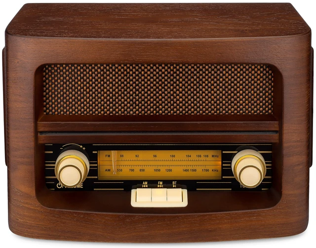 Alt view image 4 of 6 - Classic Vintage Retro Style AM/FM Radio with Bluetooth, Aux-in, & USB - Handmade Wooden Exterior Dark Brown