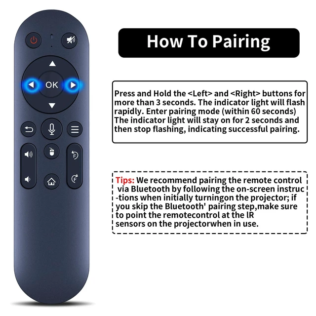 Alt view image 6 of 7 - Replacement Remote Control for feifeaouy HY260pro HY300 Plus Projector Voice Control, for Salange/WellSonic HY260pro, Magcubic HY310 HY300 Ultra, ENUOSUMA Mini Portable Projector, for LYNCAST X7
