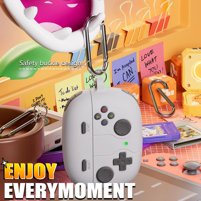 Alt view image 7 of 7 - for JBL Vibe 200TWS/JBL Vibe Beam Case-Grey,Game Console Design Soft Silicone Classic Game Player Design with 3D Button Cover for JBL Vibe 200TWS with Cleaner Kit for Women Men,Shockproof