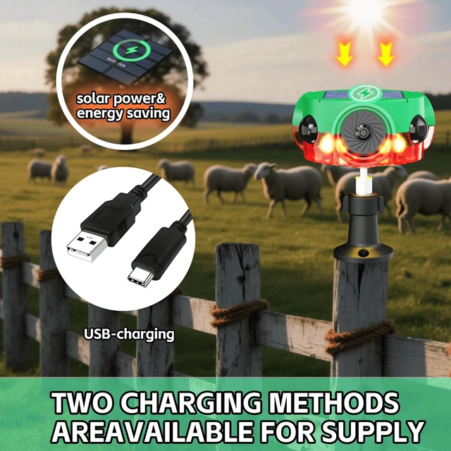 Alt view image 3 of 7 - Solar Outdoor Motion Sensor Alarm - 360° Motion Detector Security Alarm, Support Recording, 3*120dB Loud Noise Maker, Dog Barking,14 Sounds and Strobe Light, Remote Controller for Yard Farm Villa (2)