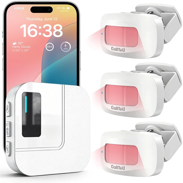 Main image of Wi-Fi Motion Sensor Door Chime, Smart Door Entry Alert with App Notifications, Instant Phone Alerts, Indoor Motion Detector for Home Business Store, Caregiver Reminder for Elderly Dementia