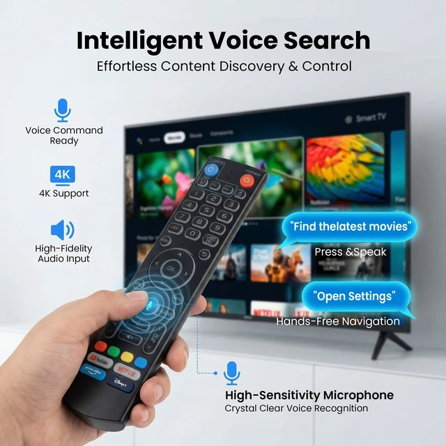 Alt view image 2 of 7 - New Fit for Vseebox V5 Pro Remote,for vSeeBox V3 Pro Voice Remote Control Fit for vSeeBox V1/V2,V5Pro/V3Pro/V2Pro/V1Pro/V3Plus/,V1 Max/Elite/Max,Intelligent Bluetooth Voice Remote
