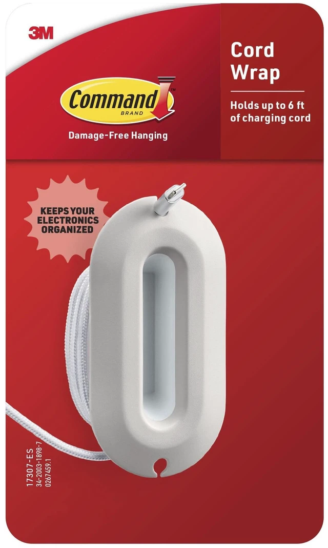 Main image of Cord Wrap, 2 Units, 4 Medium Strips, White Cord Holder And Organizer For Desk, Office, Gaming, And Living Room, No Damage Adhesive Cord Management