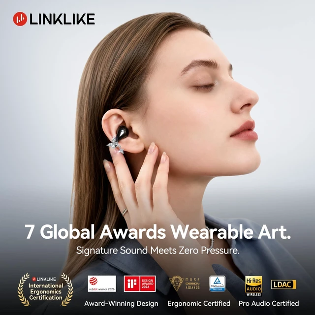 Alt view image 2 of 7 - Air Open Ear Clip-on EarbudsZero-Gravity Wearable TechButterfly Ultra Comfortable Patented 0-Pressure 4.7g Certified Hi-Res LDAC 9H/70H Playtime Al Clear Calls No Sound Leakage
