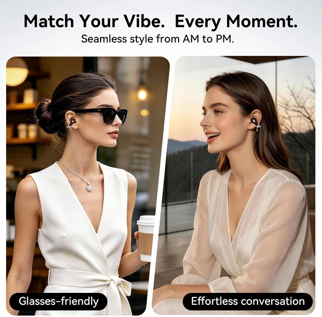 Alt view image 3 of 7 - Air Open Ear Clip-on EarbudsZero-Gravity Wearable TechButterfly Ultra Comfortable Patented 0-Pressure 4.7g Certified Hi-Res LDAC 9H/70H Playtime Al Clear Calls No Sound Leakage