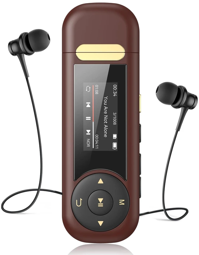 Main image of 64GB USB C MP3 Player with Bluetooth, A59 Music Player with Clip 30 Hours Playback, with FM Radio, Recording, Support Mobile Phone Connection(Brown)