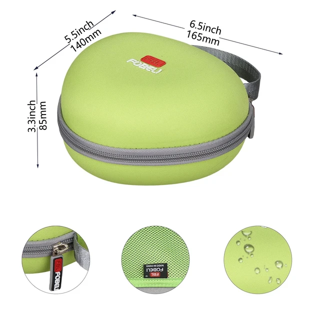 Alt view image 4 of 7 - EVA Kids Headphone Case for JLab/Acer/eKids Teenage Mutant Ninja Hard EVA Shell, Shockproof & Water-Resistant, Double Zipper Closure, Mesh Pocket, Travel Storage Bag, Green+Grey