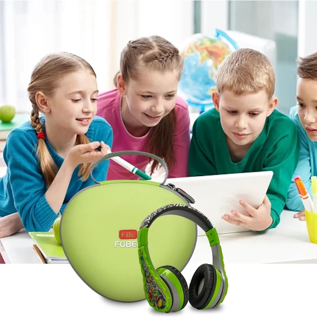 Alt view image 6 of 7 - EVA Kids Headphone Case for JLab/Acer/eKids Teenage Mutant Ninja Hard EVA Shell, Shockproof & Water-Resistant, Double Zipper Closure, Mesh Pocket, Travel Storage Bag, Green+Grey