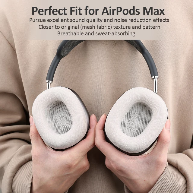 Alt view image 2 of 7 - Starlight Ear Cushions Replacement for AirPods Max with Mesh Fabric, Silicone Gel& Soft Memory Foam (2024 Starlight)
