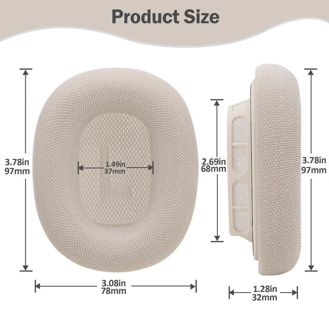 Alt view image 7 of 7 - Starlight Ear Cushions Replacement for AirPods Max with Mesh Fabric, Silicone Gel& Soft Memory Foam (2024 Starlight)