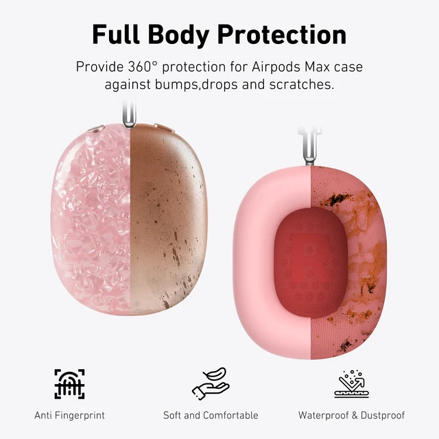 Alt view image 4 of 7 - TPU Case Cover for AirPods Max Headphones, Pink Pearl Shell TPU Ear Cups Case, Ear Pads, Headband Silicone Cover, Compatible with Apple AirPod Max Accessories Protector