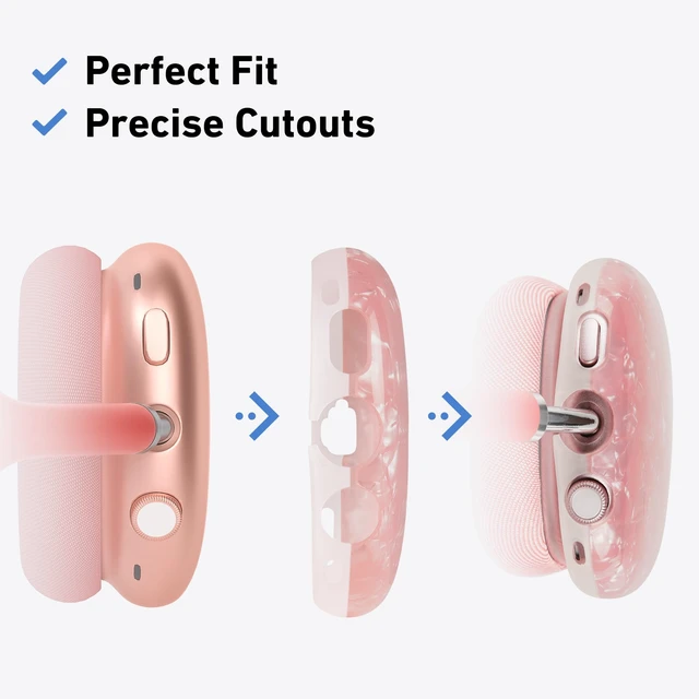 Alt view image 5 of 7 - TPU Case Cover for AirPods Max Headphones, Pink Pearl Shell TPU Ear Cups Case, Ear Pads, Headband Silicone Cover, Compatible with Apple AirPod Max Accessories Protector