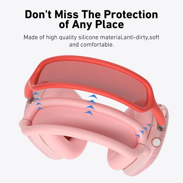 Alt view image 6 of 7 - TPU Case Cover for AirPods Max Headphones, Pink Pearl Shell TPU Ear Cups Case, Ear Pads, Headband Silicone Cover, Compatible with Apple AirPod Max Accessories Protector