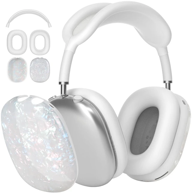 Main image of Case Cover for AirPods Max Headphones, TPU Ear Cups Case/Ear Pads/Headband Silicone Cover Compatible with Apple AirPod Max Accessories Protector (Colorful Pearl Shell)