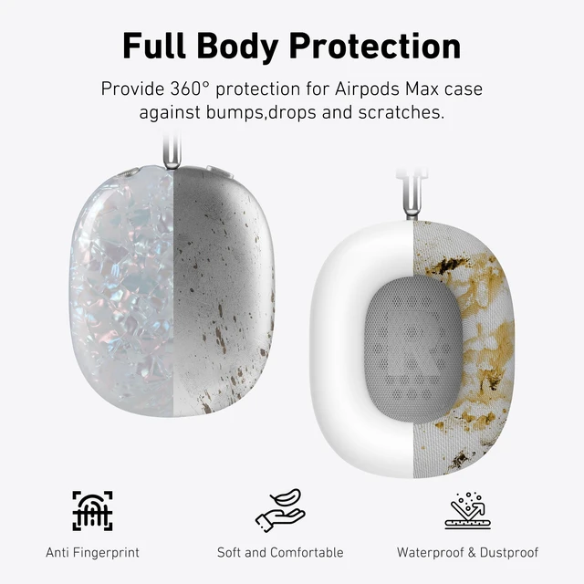 Alt view image 4 of 7 - Case Cover for AirPods Max Headphones, TPU Ear Cups Case/Ear Pads/Headband Silicone Cover Compatible with Apple AirPod Max Accessories Protector (Colorful Pearl Shell)