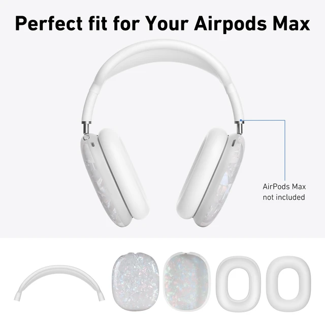 Alt view image 7 of 7 - Case Cover for AirPods Max Headphones, TPU Ear Cups Case/Ear Pads/Headband Silicone Cover Compatible with Apple AirPod Max Accessories Protector (Colorful Pearl Shell)