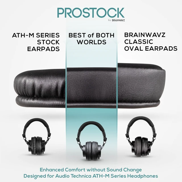 Alt view image 2 of 7 - Sheepskin ProStock ATH M50X Upgraded Earpads, Improves Comfort & Style Without Changing The Sound - Custom Crafted Ear Pad Design for ATH-M50X M50BTX M20X M30X M40X Headphones, Black