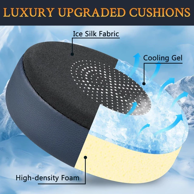 Alt view image 4 of 7 - Cooling Gel Earpads for Jabra Evolve2 65 (Evolve 2 65MS 65UC MS UC)/Evolve2 40 (40UC 40MS USB)/Elite 45h On-Ear Wireless Headset, Ear Pads Cushions with Ice Silk Fabric - Navy Blue