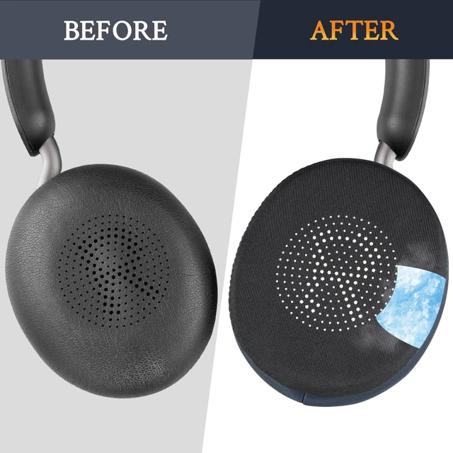 Alt view image 5 of 7 - Cooling Gel Earpads for Jabra Evolve2 65 (Evolve 2 65MS 65UC MS UC)/Evolve2 40 (40UC 40MS USB)/Elite 45h On-Ear Wireless Headset, Ear Pads Cushions with Ice Silk Fabric - Navy Blue