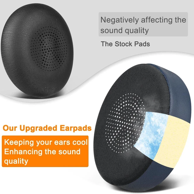 Alt view image 7 of 7 - Cooling Gel Earpads for Jabra Evolve2 65 (Evolve 2 65MS 65UC MS UC)/Evolve2 40 (40UC 40MS USB)/Elite 45h On-Ear Wireless Headset, Ear Pads Cushions with Ice Silk Fabric - Navy Blue
